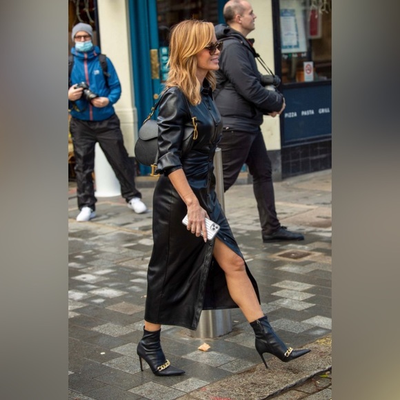 ZARA FAUX LEATHER MIDI DRESS BALCK BLOGGERES FAV - Picture 3 of 8